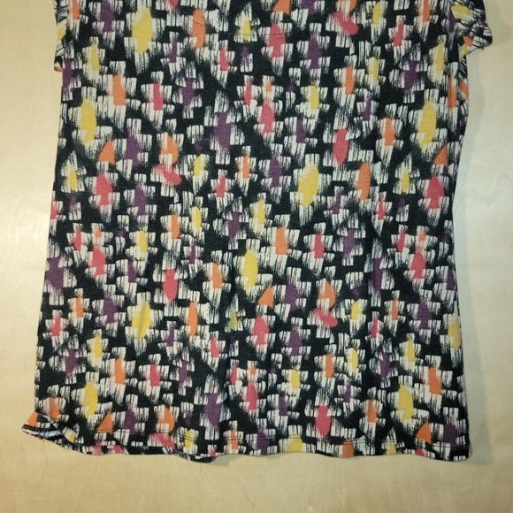 Liz Claiborne Black Orange Yellow Multicolor Print Top Women Size L - Picture 9 of 9